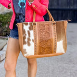 Tooled Leather Cowhide Tote