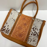 Tooled Leather Cowhide Tote