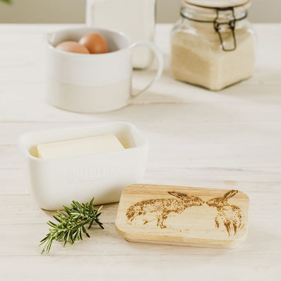 Butter Dish - Kissing Hares