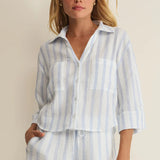Helena Striped Airy Gauze Button Up