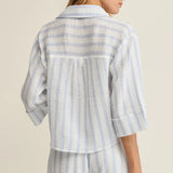 Helena Striped Airy Gauze Button Up