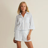 Helena Striped Airy Gauze Button Up