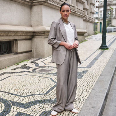 Elastic Herringbone Trousers