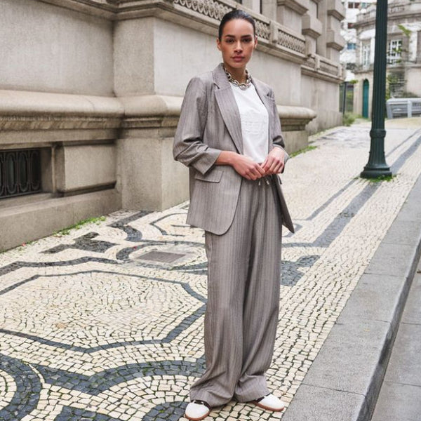 Elastic Herringbone Trousers