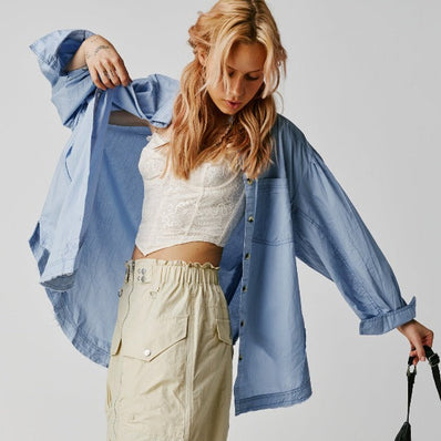 Happy Hour Solid Poplin Top