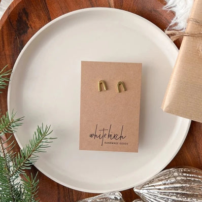 Brass Horseshoe Stud Earring