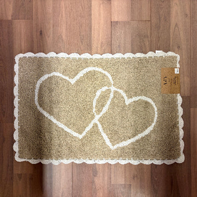 Heart Cross Tuffed Bath Mat