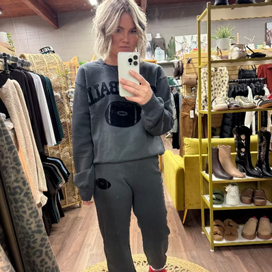 Flocked Football Galaxy Sweatshirt