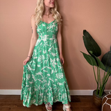 Tropic Corset Tiered Maxi Dress