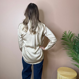 Lila Crinkle Satin Blouse
