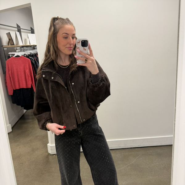 Mia Faux Suede Balloon Jacket