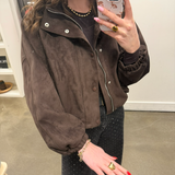 Mia Faux Suede Balloon Jacket