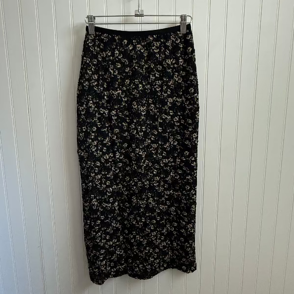 Green Glow Flowers Midi Skirt