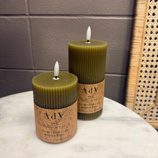 Ribbed LED Pillar Candle