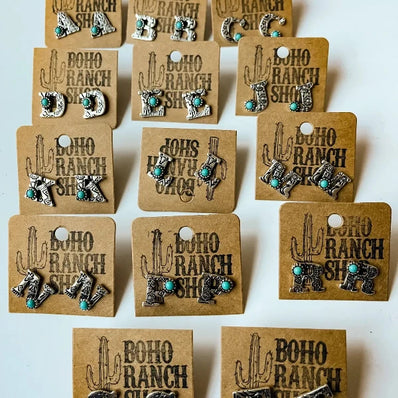 Western Stamped Initial Studs