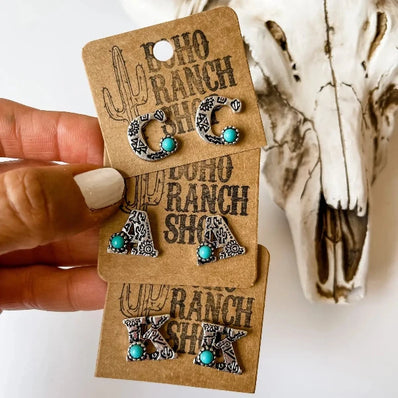 Western Stamped Initial Studs