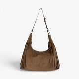 Jackie Faux Suede Hobo Fringe Bag