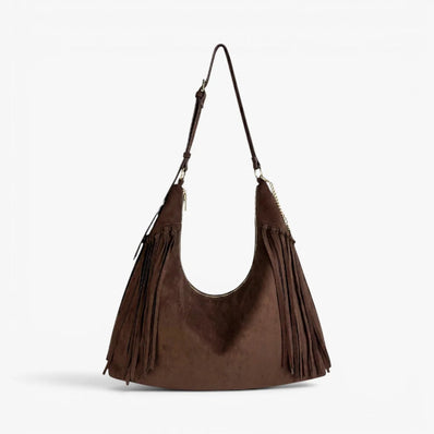 Jackie Faux Suede Hobo Fringe Bag