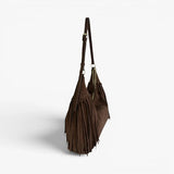 Jackie Faux Suede Hobo Fringe Bag