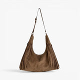 Jackie Faux Suede Hobo Fringe Bag