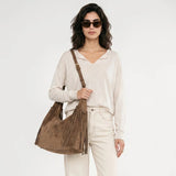 Jackie Faux Suede Hobo Fringe Bag