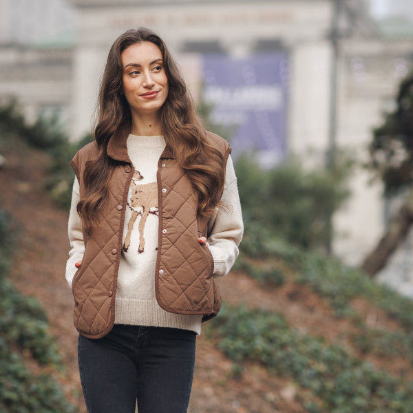 Quilted Button Front Vest