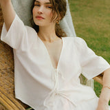 La Belle Linen Cropped Top
