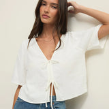 La Belle Linen Cropped Top