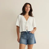 La Belle Linen Cropped Top