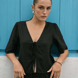 La Belle Linen Cropped Top