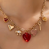 Hearts Key Love Charm Necklace
