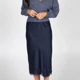 Satin Skirt w Lace Trim