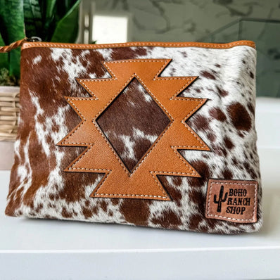 Cowhide Aztec Makeup Bag