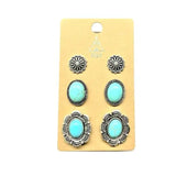 Medallion 3 Pair Turquoise Earring Set