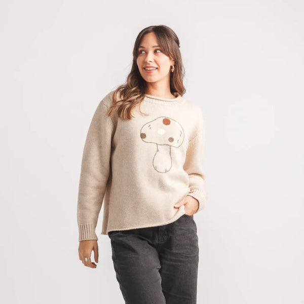 Embroidered Mushroom Sweater