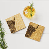 Oak Coasters - Highland Cow