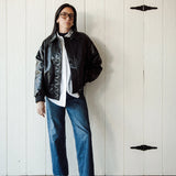 Oversized Faux Leather Bomber