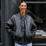 Oversized Faux Leather Bomber