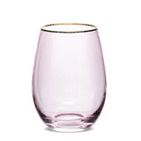 Optic Stemless Wine Glass w Gold Rim