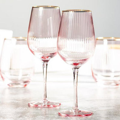 Optic Wine Glass w Gold Rim