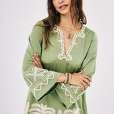 Embroidered Palm Tree Dress