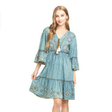 Emma Embroidered Denim Dress