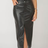 Ravina Faux Leather Midi Skirt