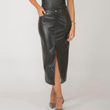 Ravina Faux Leather Midi Skirt