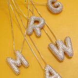 Rhinestone Bubble Balloon Initial Necklace