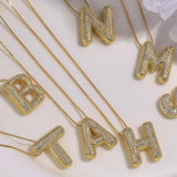 Rhinestone Bubble Balloon Initial Necklace