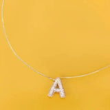 Rhinestone Bubble Balloon Initial Necklace