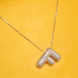 Rhinestone Bubble Balloon Initial Necklace