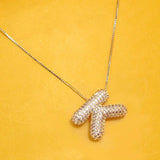 Rhinestone Bubble Balloon Initial Necklace