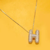 Rhinestone Bubble Balloon Initial Necklace